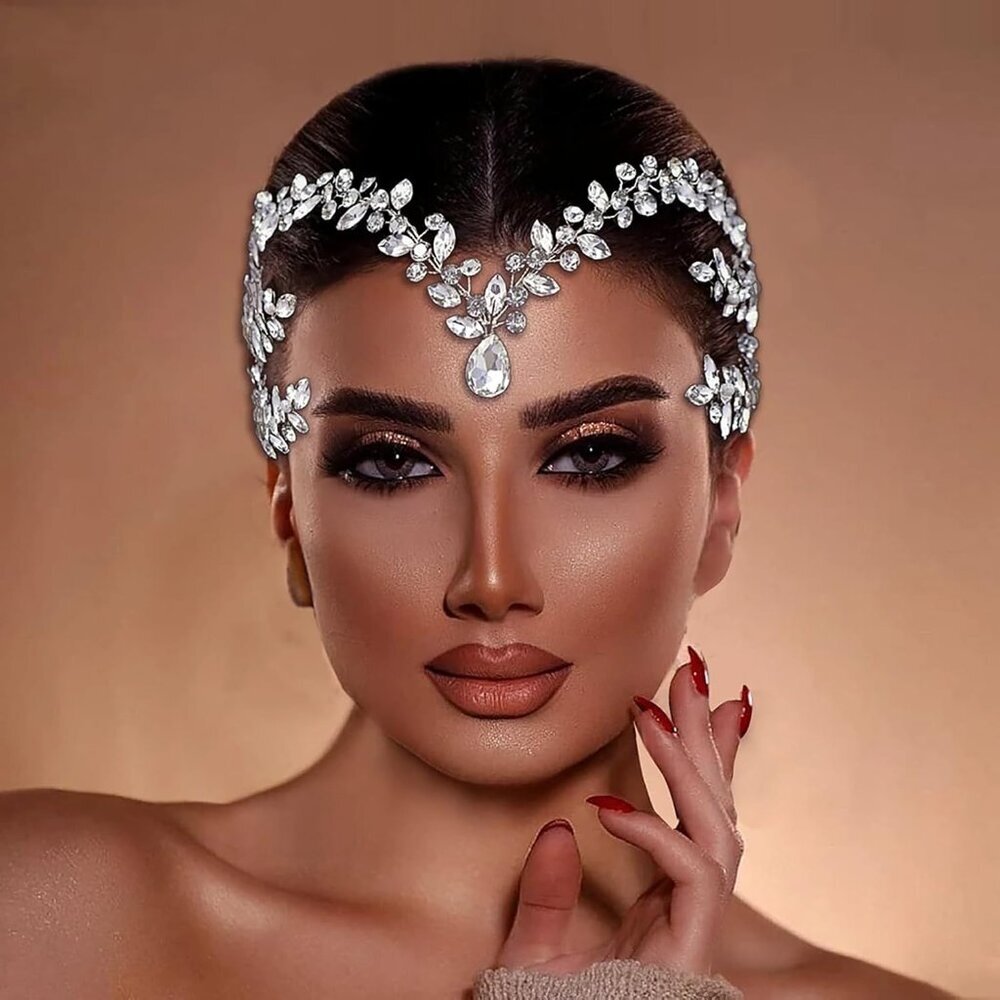 Sparkly Rhinestone Headband For Women Silver Bridal Hair Accessories Elegant
